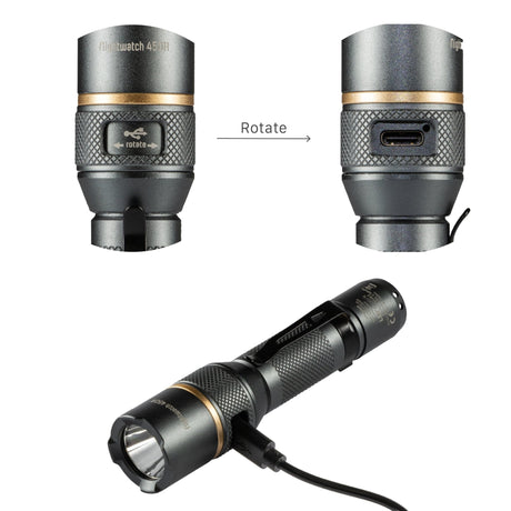 Wiederaufladbare LED-Taschenlampe – 450 Lumen – Dimmbar – Kaltweiß (5000 K) – Wasserdicht (IPX7) – Zoomfunktion – USB-C