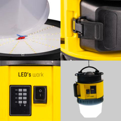 LED Battery Work Light 8400 lumens - Cool white 5000K - 18V Cordless - 360° Lighting - Dimmable - IP55 Waterproof