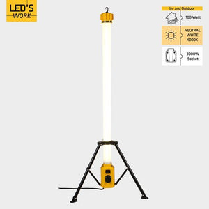 LED-Turmarbeitsleuchte, 12000 Lumen, 100 W, Kaltweiß (4000 K), 360°-Beleuchtung, Schutzart IP54 (wasserdicht)