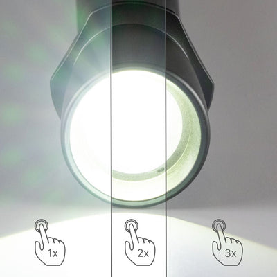 LED-Arbeitstaschenlampe mit Batterien (6x AAA) – 900 Lumen – IPX4 spritzwassergeschützt – Dimmbar in 3 Stufen