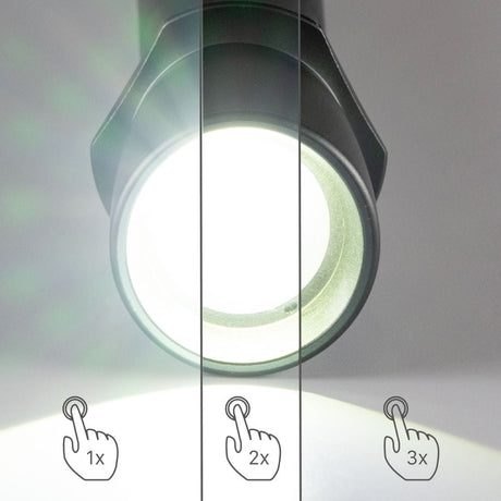 LED-Arbeitstaschenlampe mit Batterien (6x AAA) – 900 Lumen – IPX4 spritzwassergeschützt – Dimmbar in 3 Stufen