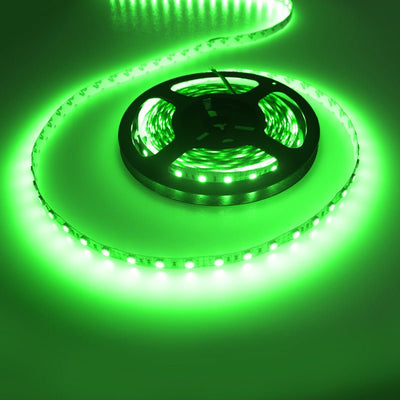 LEDstrip groen, 12V DC, 14,4W, 60 LED's/m, binnenshuis IP20, 5 meter, dimbaar
