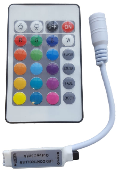 LEDstrip RGB, IR afstandsbediening, 24-knops, 5V-24V 3x2A infrarood