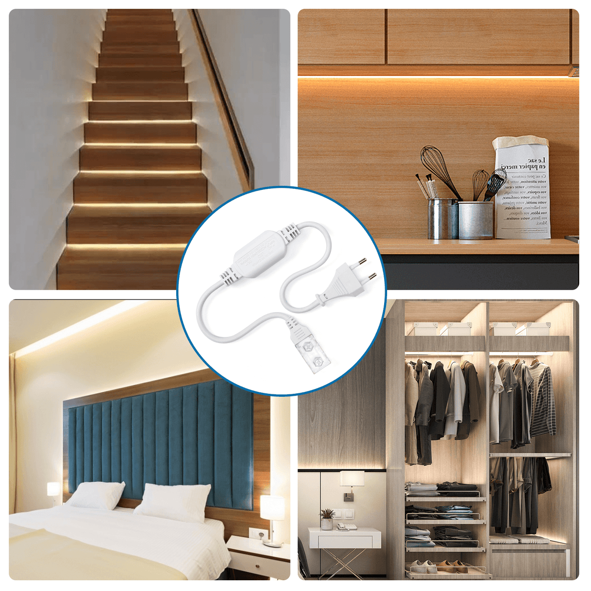 Lichtslang startset | stekker + - 30cm 230V AC - reserveset - LEDPLANET.NL
