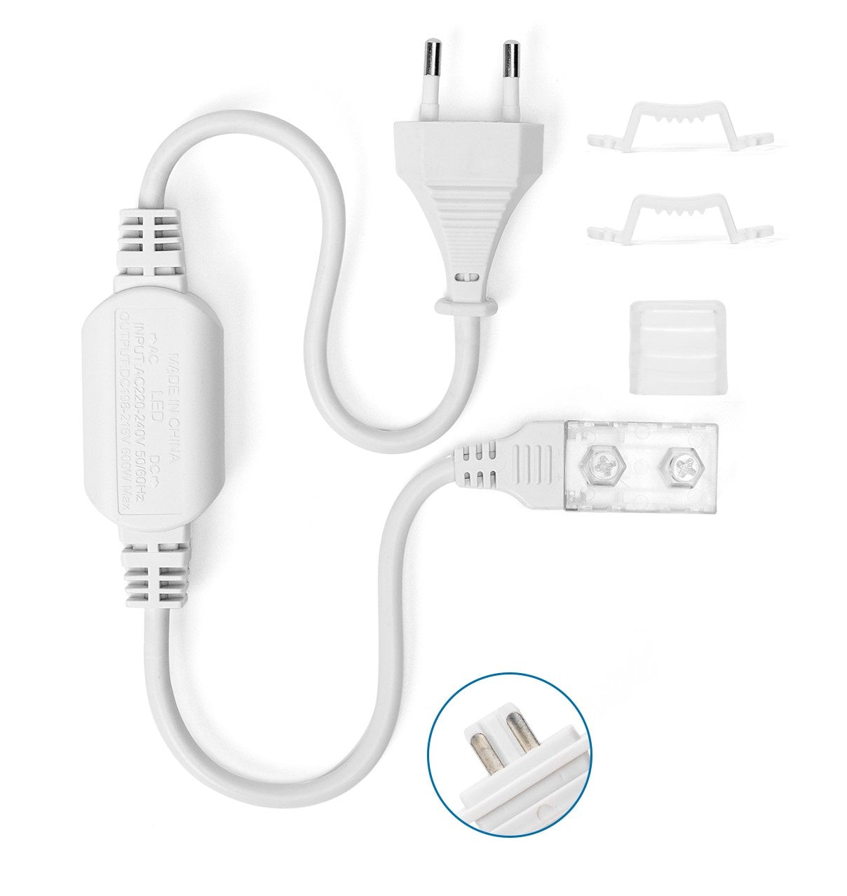 Lichtslang startset | stekker + - 30cm 230V AC - reserveset - LEDPLANET.NL