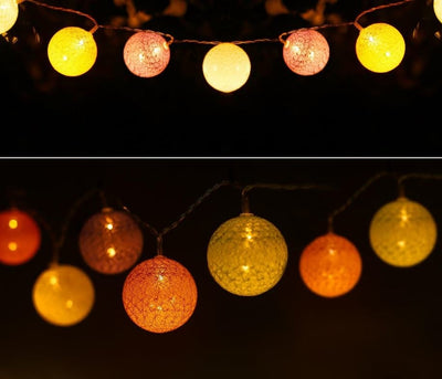 Lichterkette 10 x Lampe mehrfarbig | 2 Meter Baumwolloptik | 2 AA-Batterien – LEDPLANET.NL