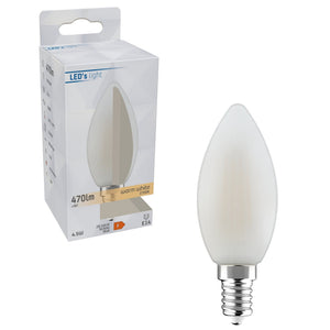LED Filament Lamp Candle 470 Lumen - 4.5W - Warm White 2700K - E14 - Frosted Glass