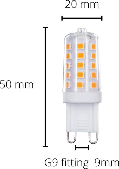 LED-G9-Lampe – Klar – 3 W (ersetzt 28 W) – Warmweißes Licht – Dimmbar