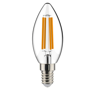LED kaarslamp E14 dimbaar warmwit 2700K - 4.5W 470 lumen - filament helder glas - dimbaar zonder dimmer