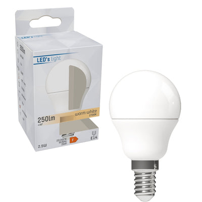 Okrągła żarówka LED E14 – 250 lm – ciepłe białe światło – 1 sztuka