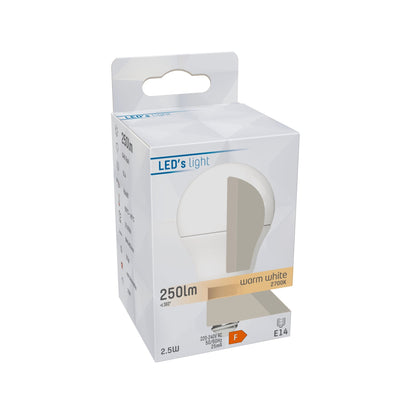 Okrągła żarówka LED E14 – 250 lm – ciepłe białe światło – 1 sztuka