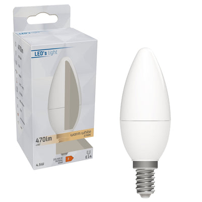 Żarówka świecowa LED E14, ciepła biel 2700K – 4.9W, 470 lumenów – matowe szkło