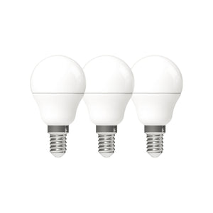 LED-Lampe E14, 470 Lumen, 4,9 W, warmweiß (2700 K), G45-Kugel, opal, 3er-Pack