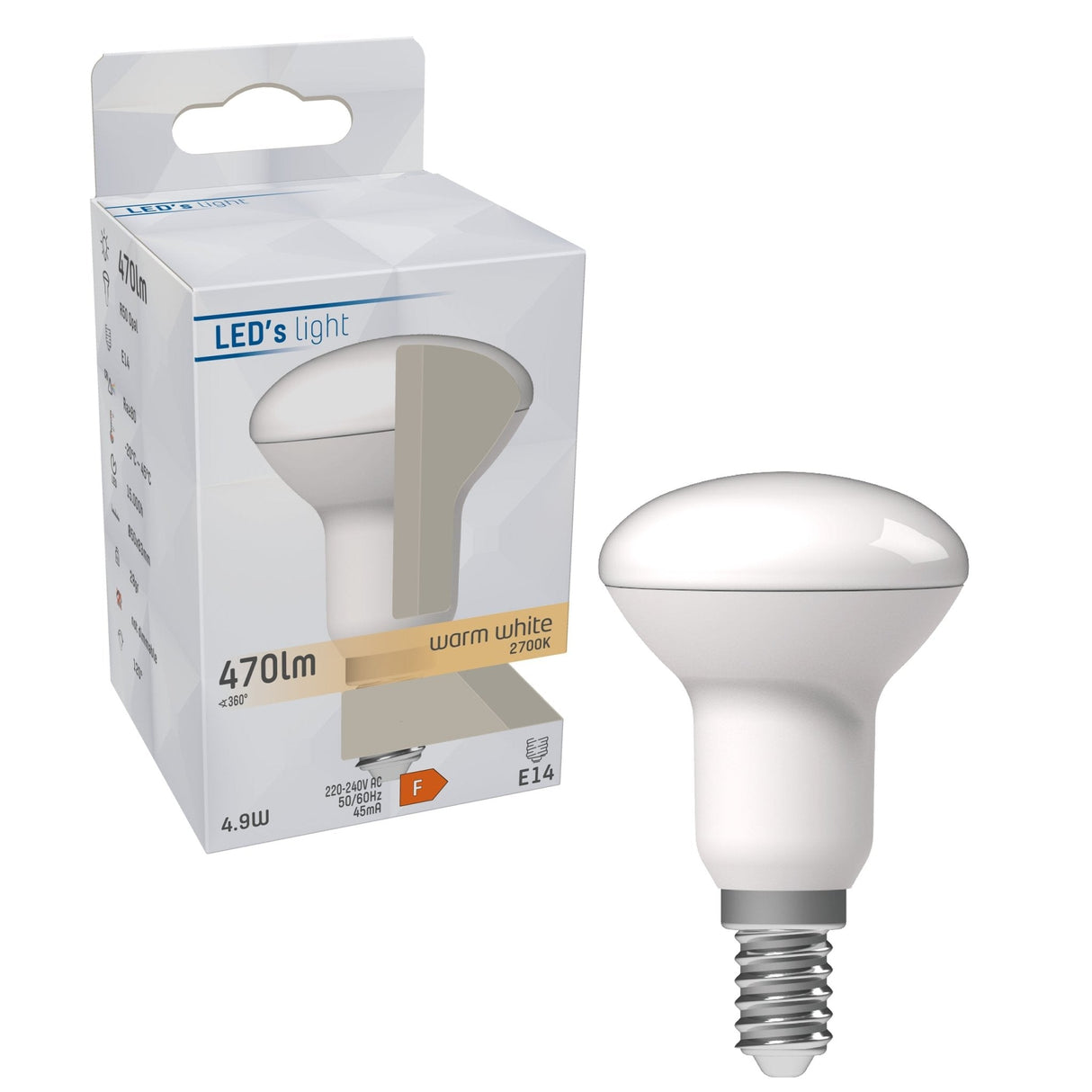 E14 LED-Lampe – R50 – Warmweißes Licht – 4,9 W (ersetzt 40 W)