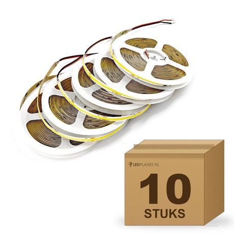 Doos met 10 rollen COB LED strip 24V koelwit 4000k