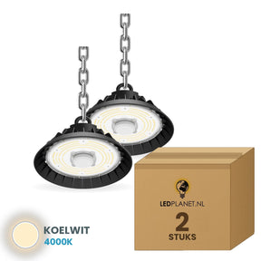highbay high bay hanglamp ledplanetnl 100w rond 160lm w 2 stuks 4000k
