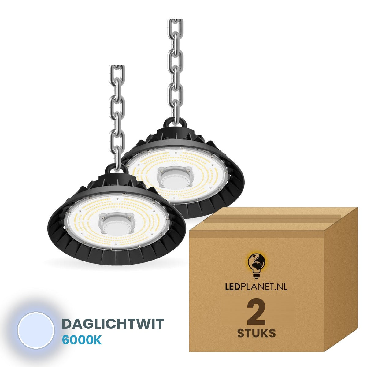 highbay high bay hanglamp ledplanetnl 100w rond 160lm w 2 stuks 6000k