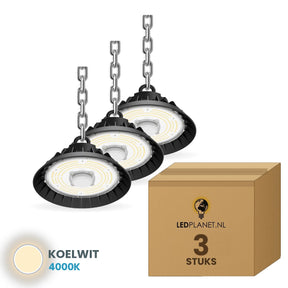 highbay high bay hanglamp ledplanetnl 100w rond 160lm w 3 stuks 4000k