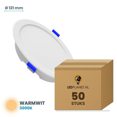 LED downlight rond Ø 121 mm 12W zonder losse driver, warmwit 3000K, doos 50 stuks