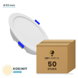 LED downlight rond Ø 93 mm 6W zonder losse driver, koelwit 4000K, doos 50 stuks