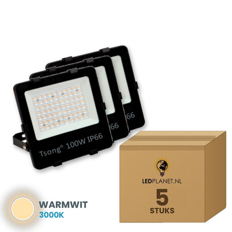 led schijnwerper 100w 5 stuks 3000k