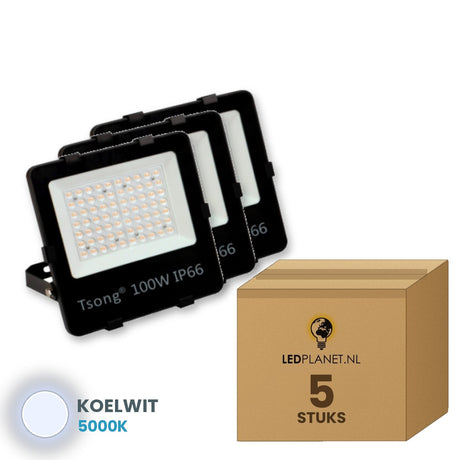 led schijnwerper 100w 5 stuks 5000k