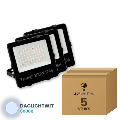 led schijnwerper 100w 5 stuks 6000k