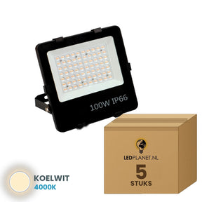 LED schijnwerper 100W 90° - 5 stuks in LEDPLANET-doos - koelwit 4000K
