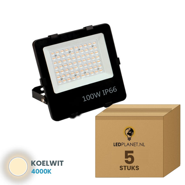 LED schijnwerper 100W 90° - 5 stuks in LEDPLANET-doos - koelwit 4000K