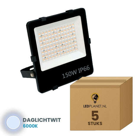 LED schijnwerper 150W 90° - 5 stuks in LEDPLANET-doos - daglichtwit 6000K