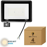 Doos met 4 stuks LED schijnwerper 150W met bewegingssensor, lichtkleur koelwit 4000K