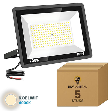LED schijnwerper 200W 120° - 5 stuks in LEDPLANET-doos - koelwit 4000K