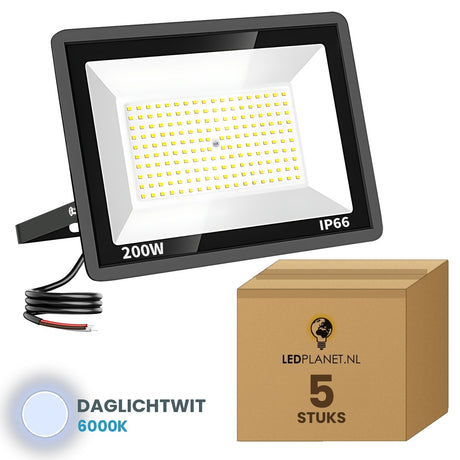 LED schijnwerper 200W 120° - 5 stuks in LEDPLANET-doos - daglichtwit 6000K