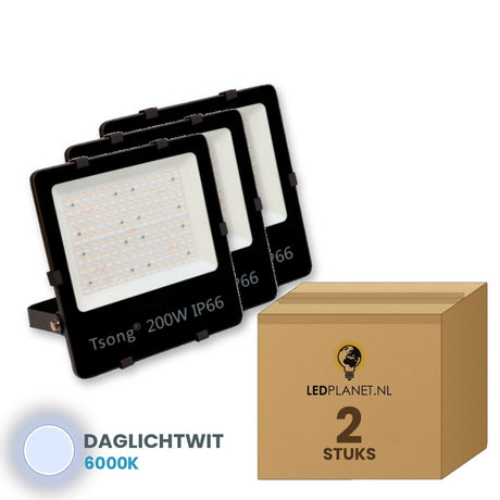 led schijnwerper 200w 2 stuks 6000k
