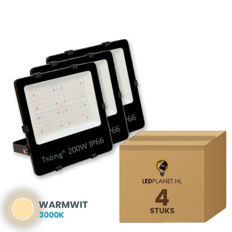 led schijnwerper 200w 4 stuks 3000k