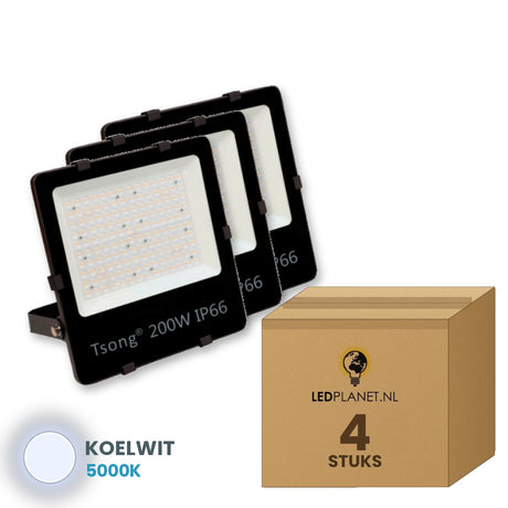led schijnwerper 200w 4 stuks 5000k