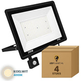 Doos met 4 stuks LED schijnwerper 200W met bewegingssensor, lichtkleur koelwit 4000K