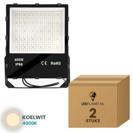 LED schijnwerper 400W 45° - 2 stuks in LEDPLANET-doos - koelwit 4000K