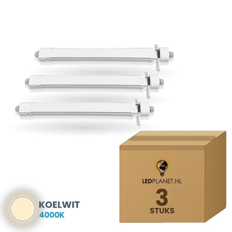 led tri proof armatuur 1200mm 36w 150lmw 3 stuks 4000k