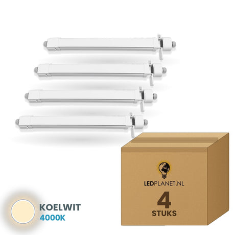 led tri proof armatuur 1200mm 36w 150lmw 4 stuks 4000k