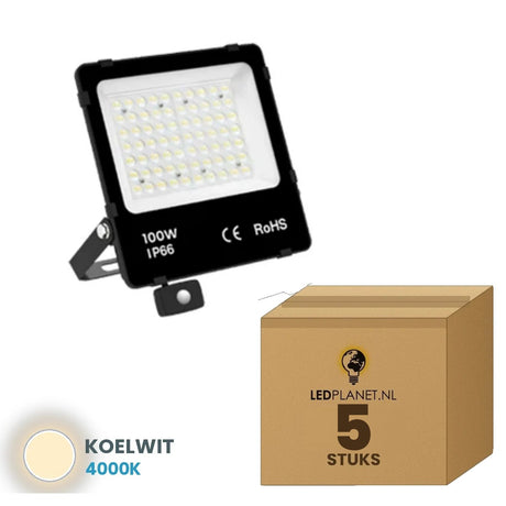 LED Schijnwerper 100W - 5 stuks - doos