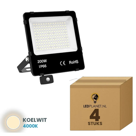 LED Schijnwerper 200W - 4 stuks - doos