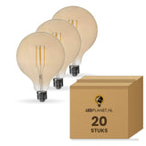Gloeilamp E27 G125, LED 6W=60W, 500 Lumen, Amber 2200K, Dimbaar, doos 20 stuks, 230V