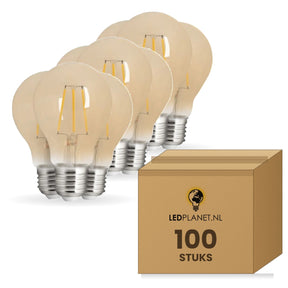 Gloeilamp E27 A60, Amber 2200K, Dimbaar, doos 100 stuks, 230V