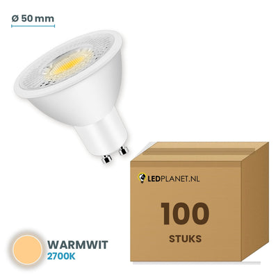 LED spot GU10 3W warmwit 2700K, doos met 100 stuks