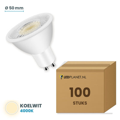 LED spot GU10 5W koelwit 4000K, doos met 100 stuks