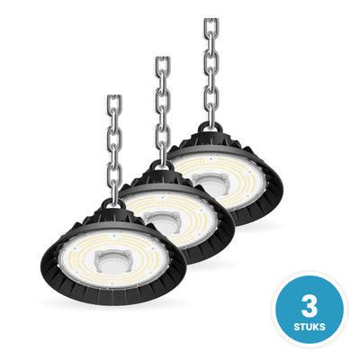 UFO LED-Hallenstrahler, Bewegungsmelder, 0-10V dimmbar, IP65, 3 Stück
