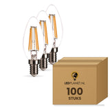 Kaarslamp E14 C35, Clear 2700K, doos 100 stuks, 230V