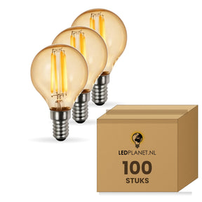 Kogellamp E14 G45, LED 5W=25W, 350 Lumen, Amber 2200K, Dimbaar, doos 100 stuks, 230V