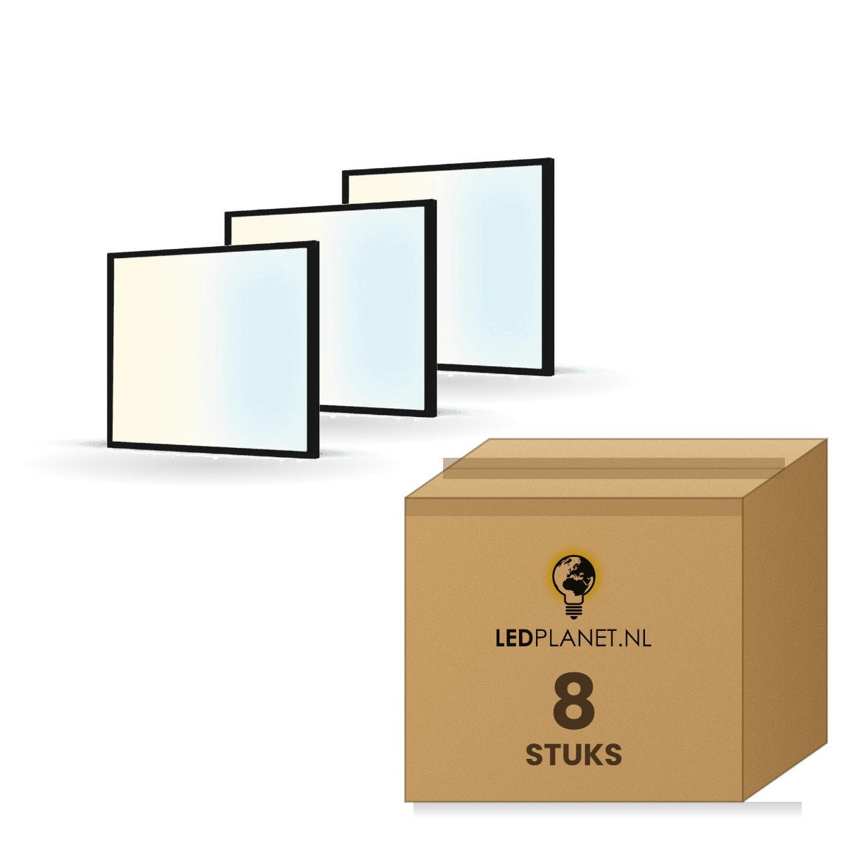 LED Paneel 600x600 28W, 3CCT schakelbaar, UGR<19 Back-lit zwart, doos 8 stuks